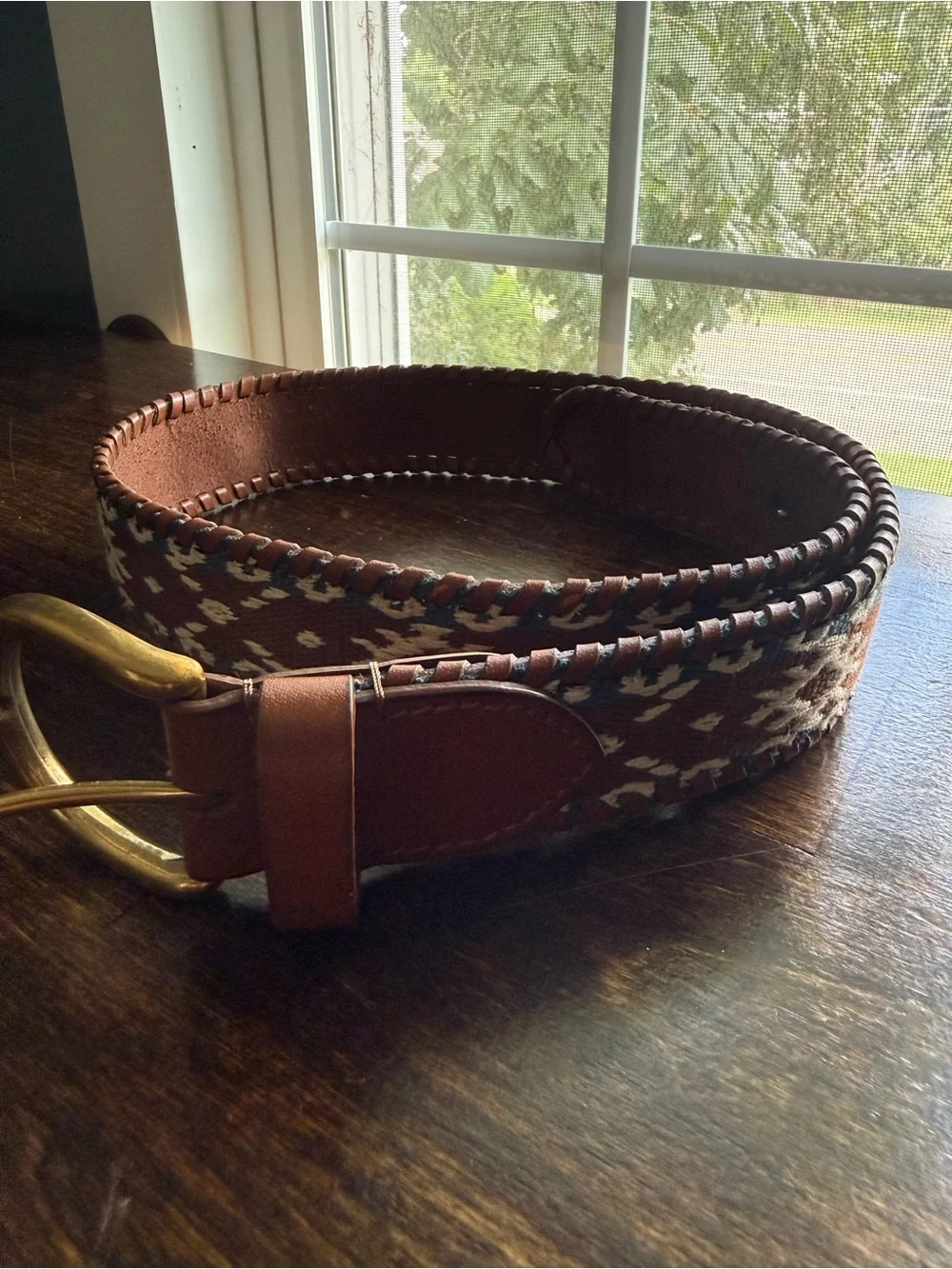 American Eagle Brown Embroidered Whipstitch Belt | Cowgirl | Boho | EUC